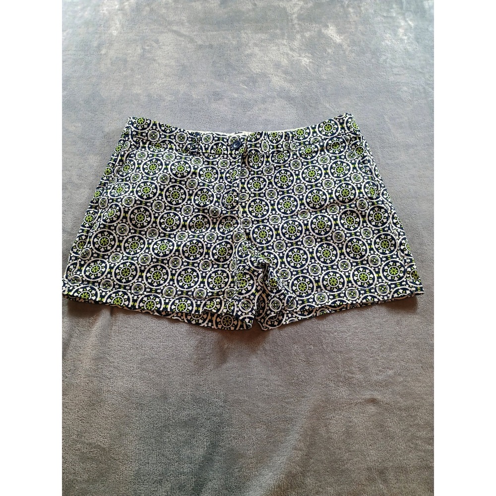 Crown & Ivy Women Shorts Navy Green Medallion Print‎ Size 14 Stretch Cotton